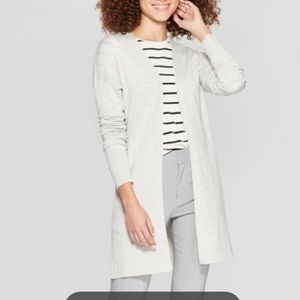 Gray Open Front Cardigan